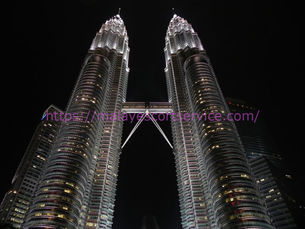 Night view of the Petronas Twin Towers in Kuala Lumpur, Malaysia.